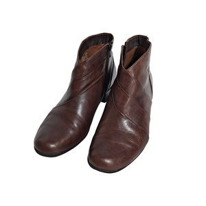Earth Spirit Leather Boots Woman Size 11 Brown Ankle Zipper Layered Classic
